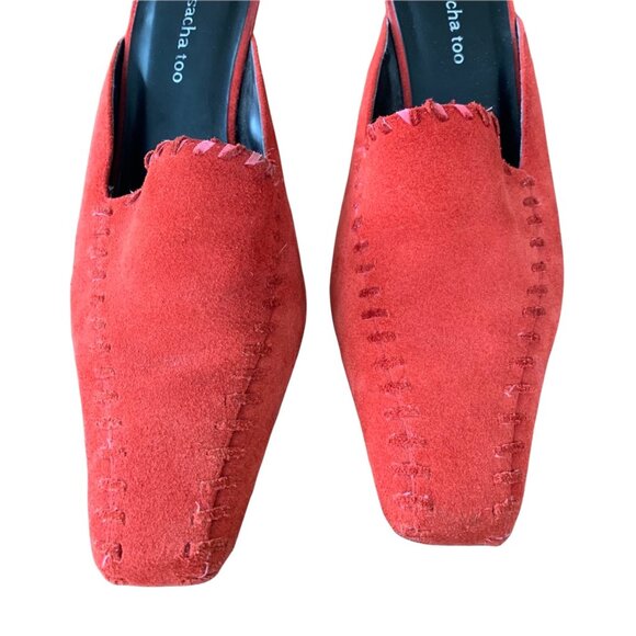 Vintage Sacha Too Leather Suede Square Toe Mule Heels 7.5 - Picture 10 of 10